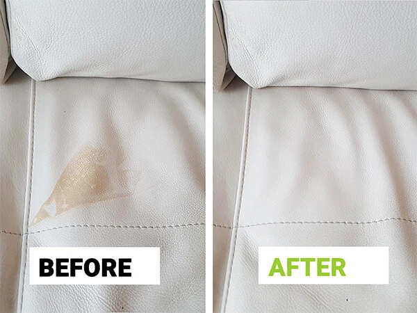 Leather sofa stain removal Chicago - ink and dye transfer treated with color-safe products